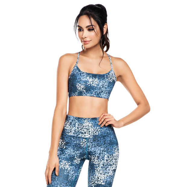 Sustainable Sports Bra Blue Abstract