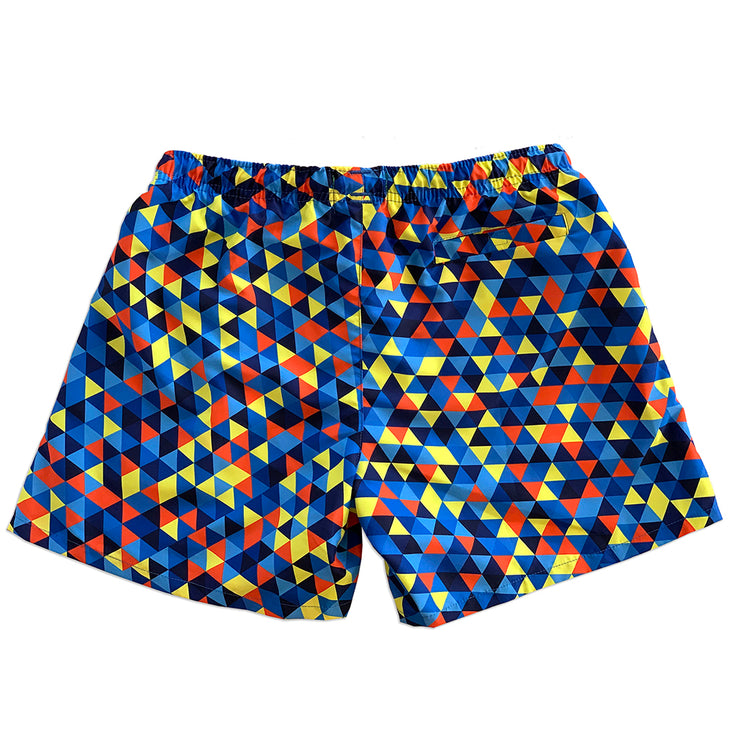 La Palma Eco-Beachwear Classic Geometrical Blue Sustainable Swim Trunk