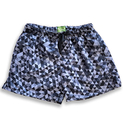 Classic Geometrical Gray Sustainable Swim Trunks Made From Upcycled PET Bottles