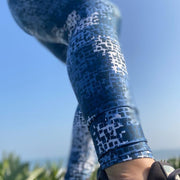 High Rise 7/8 Blue Abstract Sustainable Leggings